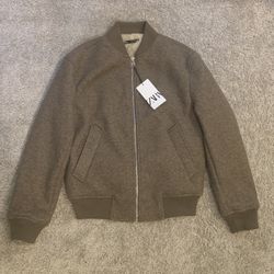 New Zara Heavy Brown Fur-Lined Jacket – Size Small
