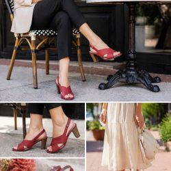 Dana Buchman Red Slingback Heels Women 8M Crisscross Open Toe Block Heel Sandals