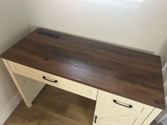 Farmhouse Style Wood Desk with Storage