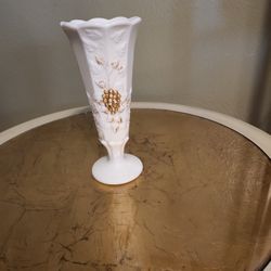 Vintage Milk Glass Vase Grapes