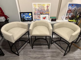 New Modern Beige Counter Height Bar Stools Kitchen Island Chairs