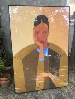 Giant Framed Abstract Portrait Print 51.25” x 35.25” by Dutch Artist Peggy Kuiper