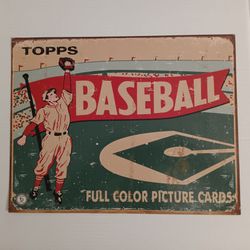 Topps Baseball 1950’s Retro Vintage Weathered Metal Tin Sign 2006 Reproduction