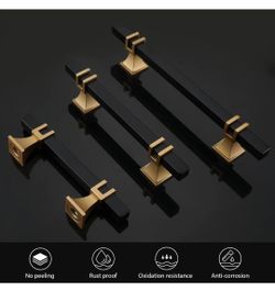 Lepatape- 10pk-3.75", 10pk- 5", 10pk-6.25", 10pk-7.25", Modern Black and Gold Cabinet Pulls