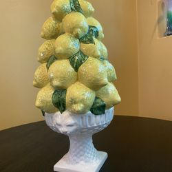 Mid-Century Italian Majolica Lemon Topiary Table Centerpiece