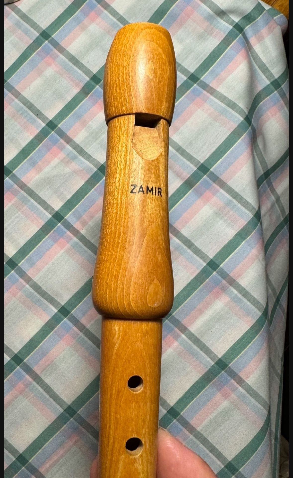 Vintage Zamir Maple Wood Alto F Recorder, Baroque Fingering Chart, Rod & Pouch . Like New