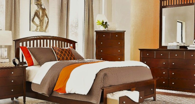 New Bourbon Color Bed with Dresser