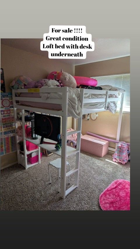 Full Size Loft Bed With Desk Underneath