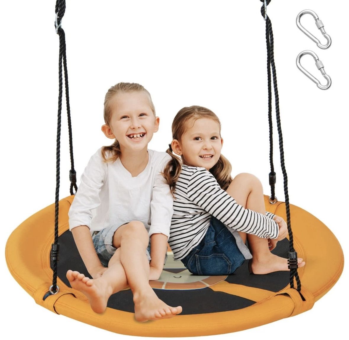 TWO IN STOCK‼️ BRAND NEW‼️40 Inches Saucer Tree Swing Round With Adjustable Ropes And Carabiners