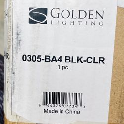 Golden Lighting 0305-BA4 Black/Clear Carver 4-Light 35"W Bathroom Vanity Light