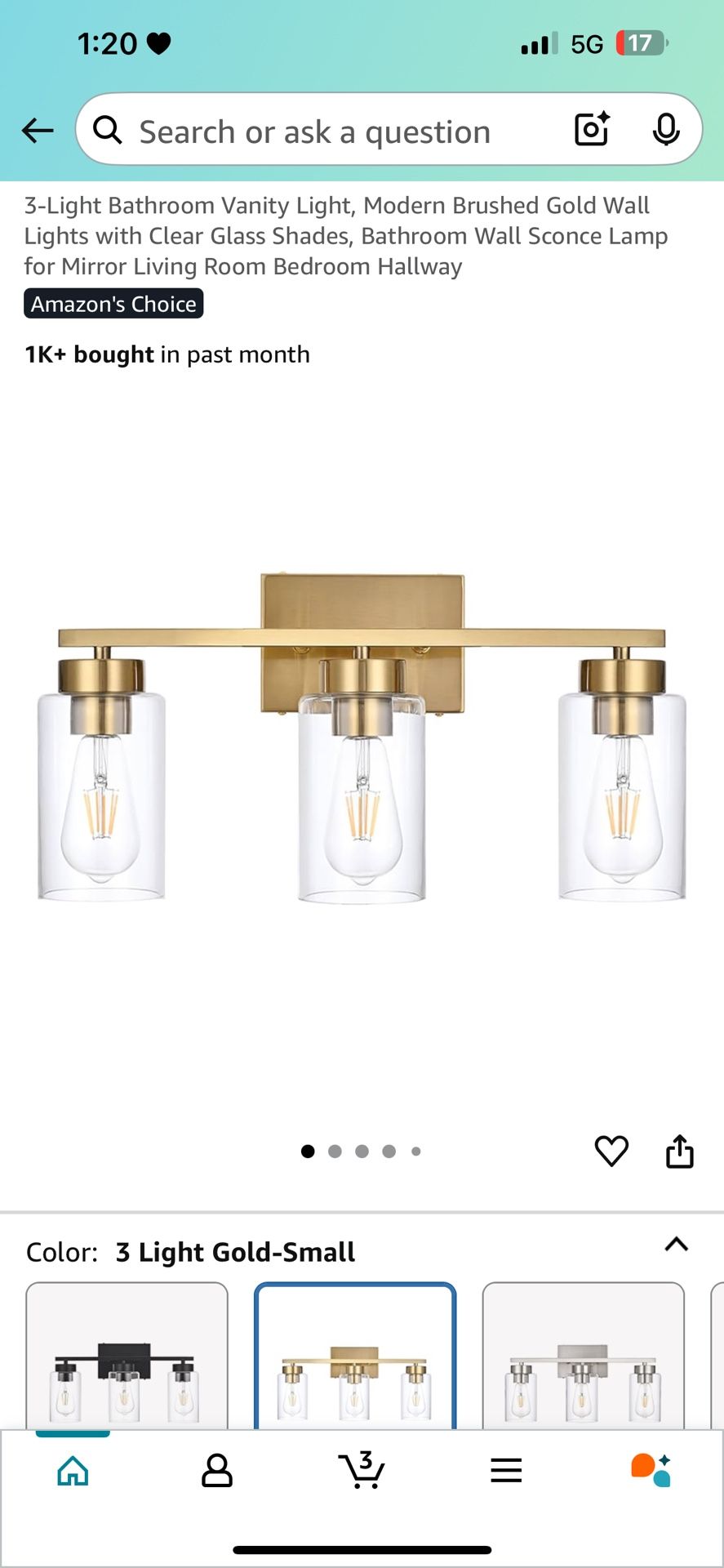 Bathroom Vanity Light, Modern Brushed Gold
