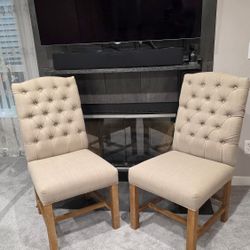 Modern Farmhouse Tufted Dining Chairs - Neutral Beige