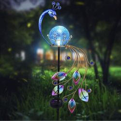 Brand New Solar Garden Light Outdoor Landscape Waterproof LED Metal Peacock Decorative for Yard Garden Driveway Pathway (Blue Peacock)