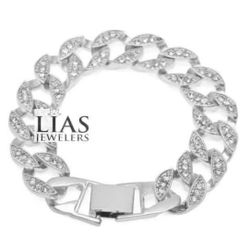 New 18k White Gold Cuban Link Bracelet 