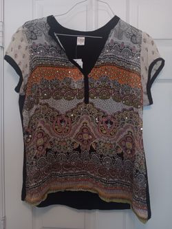 Bila Womens Blouse Bohemian Print New