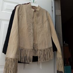 Light Brown Suede Fringe Jacket Indian Style Western Style