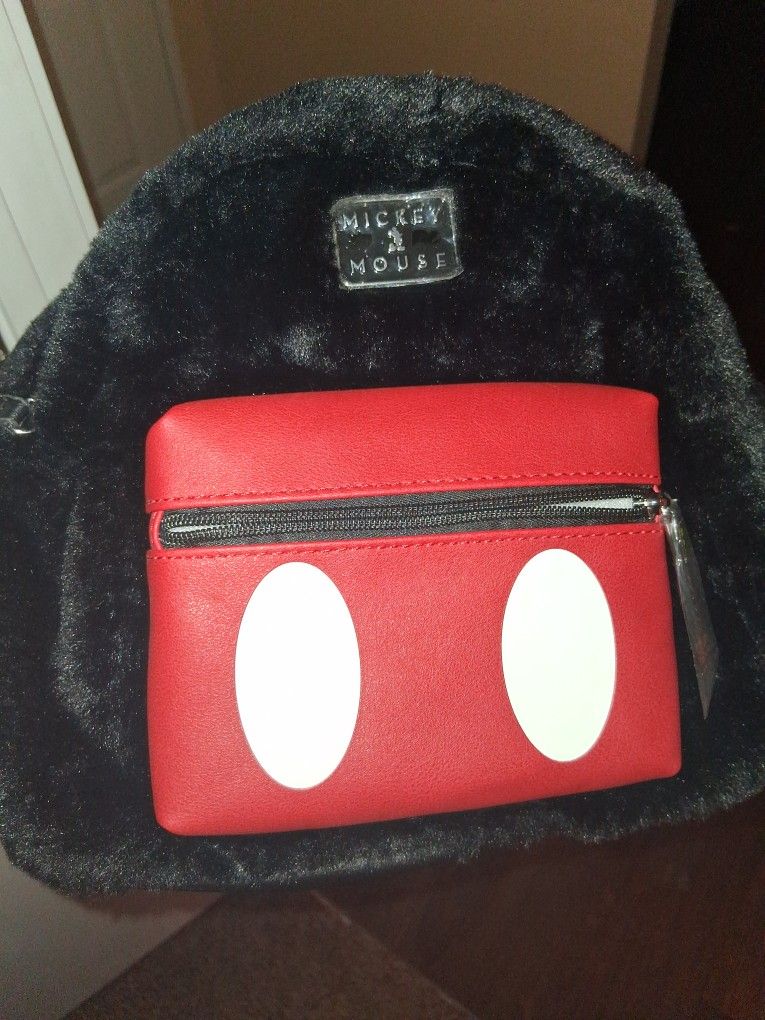 Mikey Mouse Fuzzy Mini Backpack With Ears