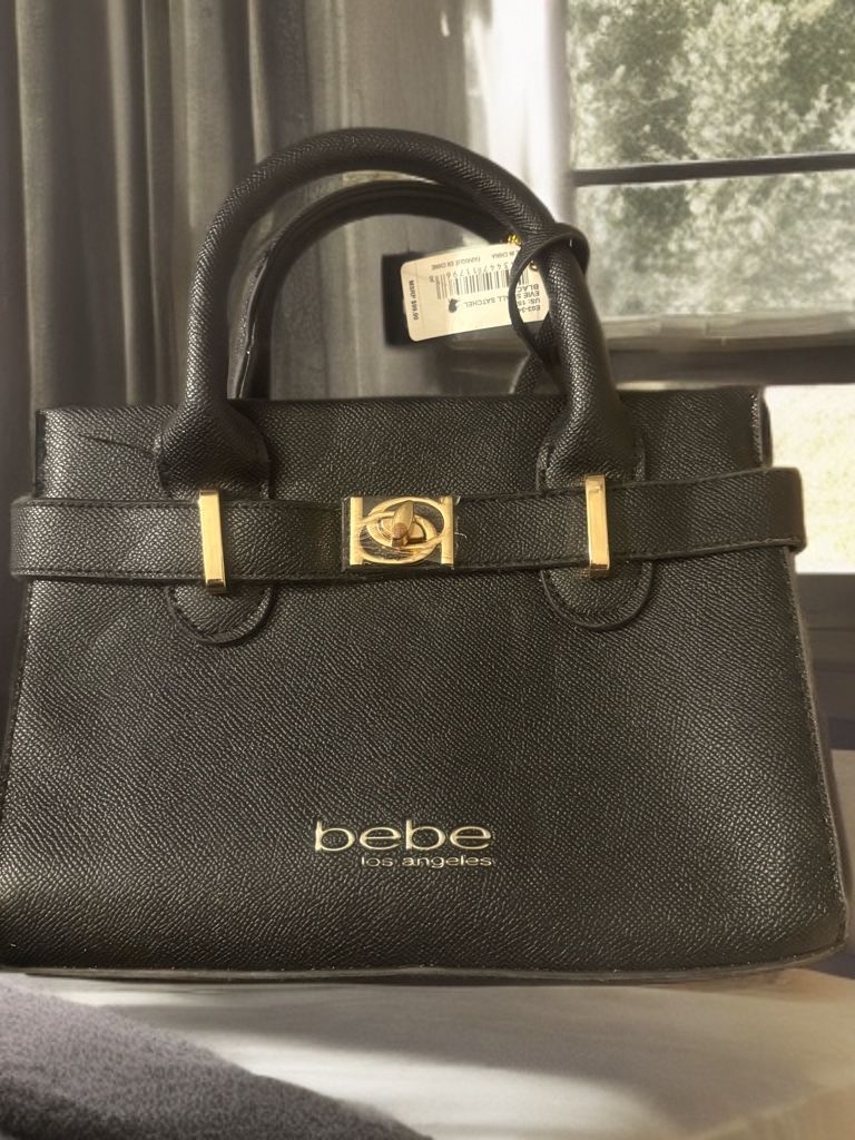 Brand NEW with Tags BEBE Evie Satchel Black Small Tote Bag Crossbody Handbag Purse ( SEE DETAILS)