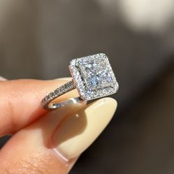 Princess pave diamond engagement ring