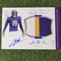 2024 Panini National Treasures Rookie Patch Auto Dallas Turner Vikings /25 #178