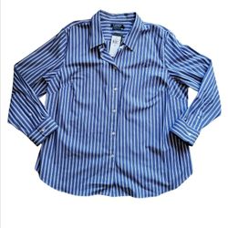 Lauren Ralph Lauren Dress Shirt Women's Non-Iron Button-Up Long Sleeve Cotton 3X New