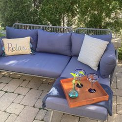 Barton 2- Piece Blue/ Gray Outdoor Patio Furniture  Sectional 