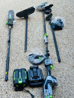 EGO POWER+ Multi-Head System with LINE IQ, POWERLOAD 56-volt 17-in Straight Shaft -Brush cutter-10in Pole saw-Edger 4Ah (Battery Included) (Charger In