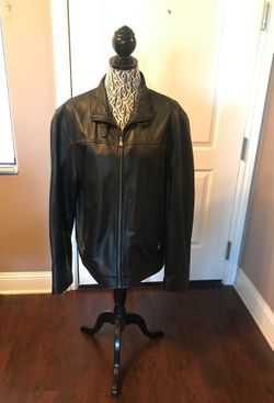 Men’s black leather jacket