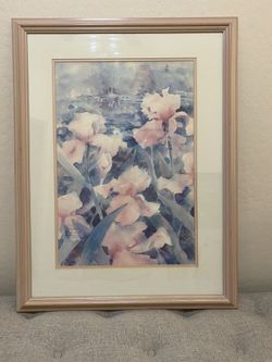 Framed Watercolor Floral Print By Artist Judy Buswell From 1988. Signed And Limited Edition Number 1036/3500.