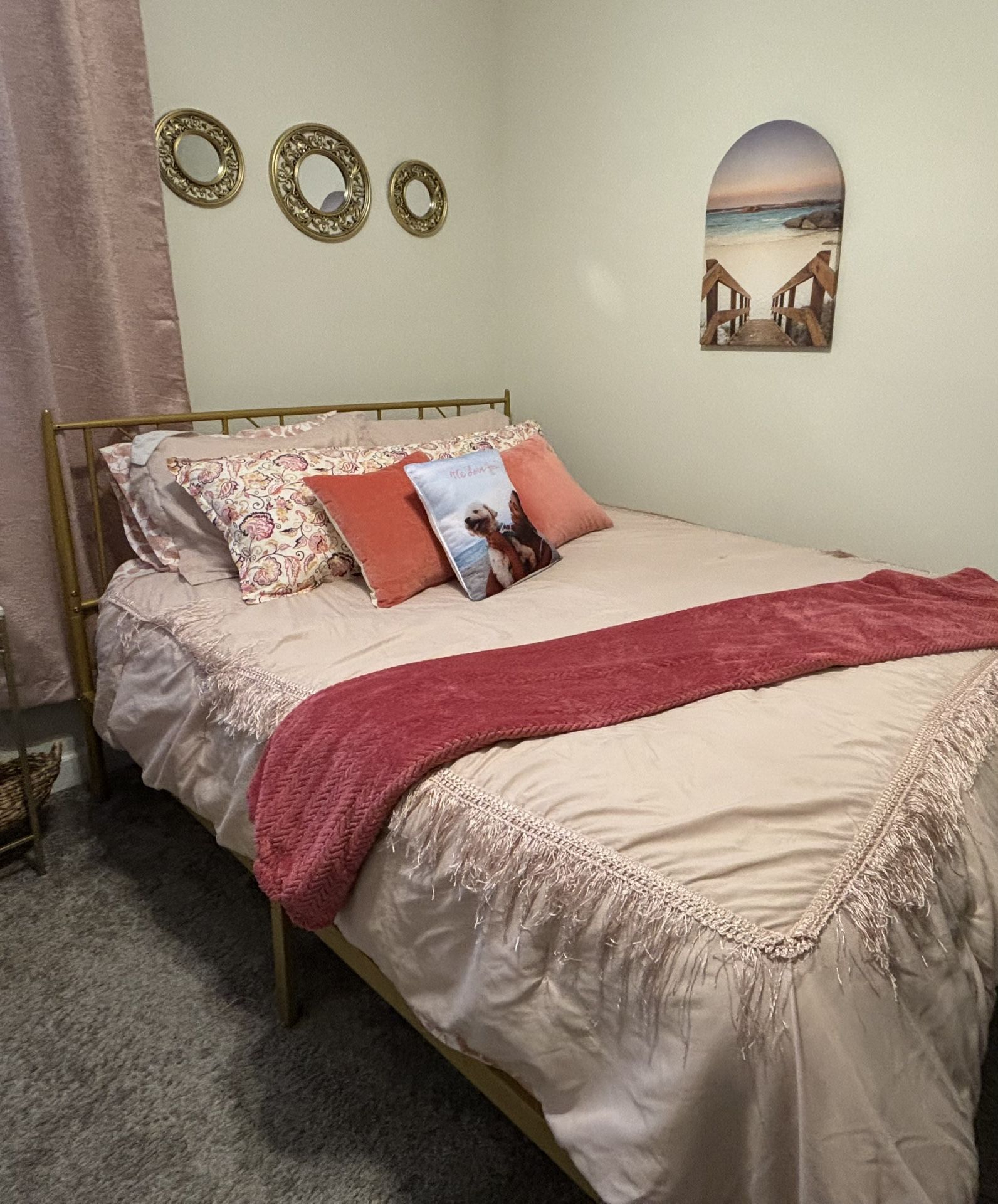 Matte Gold Queen Bed Frame