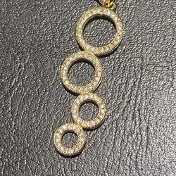 Gold Plated Silver Cubic Zirconia Circle Pendant