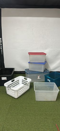 Storage Bins and Laundry Basket