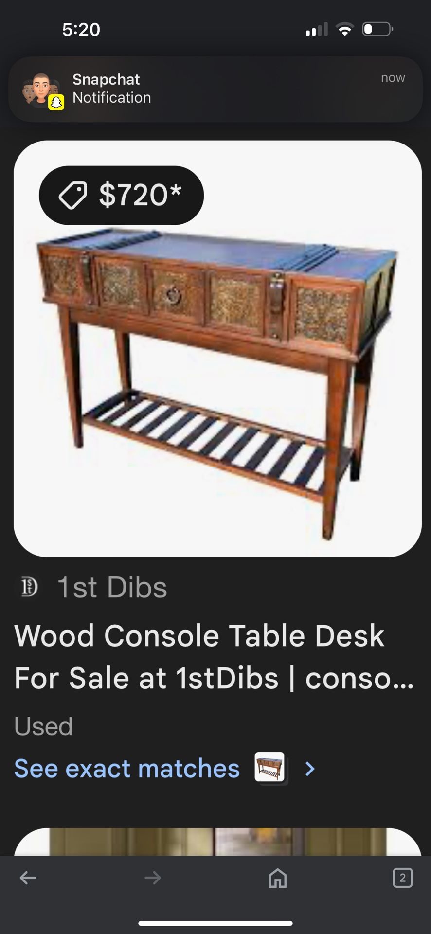Wood Console Table Desk 4’ 1 1/2”x18”x3’