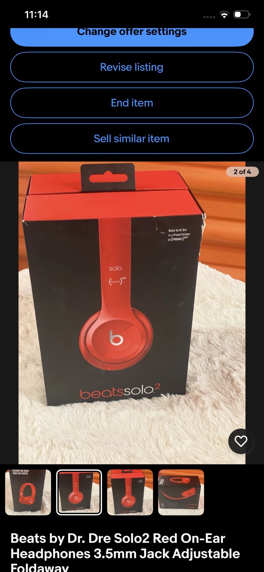 Beats by Dr. Dre Solo2 Red On-Ear Headphones 3.5mm Jack Adjustable Foldaway