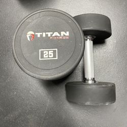 Titan Fitness 25 Pound Pair Round Urethane Dumbbells