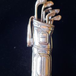 Sterling silver vintage golf bag Lapel pin