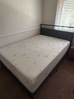 Full size Memory Foam Mattress w/ LED and Charger port bed frame
