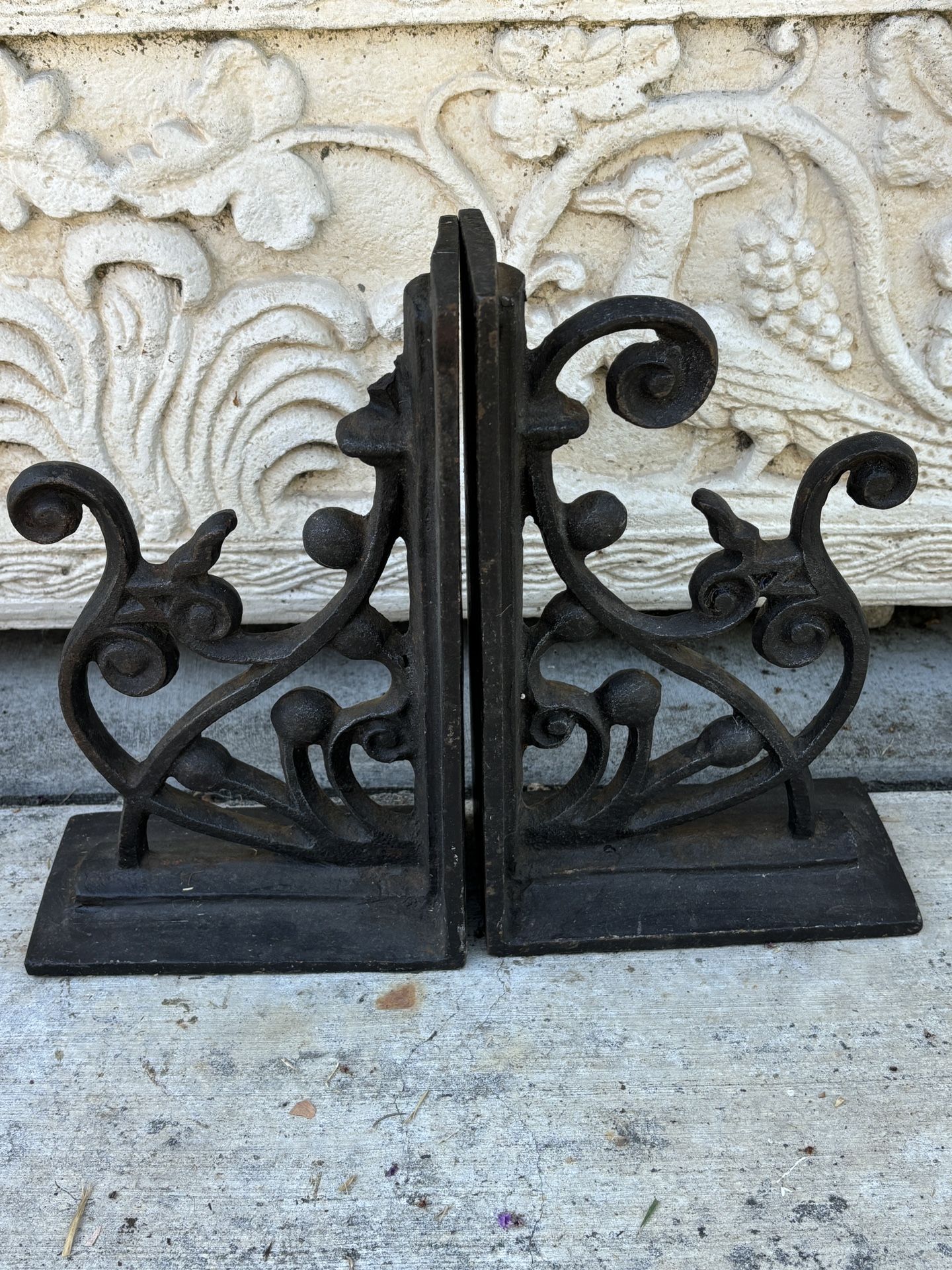 Vintage wrought iron scroll heavy, bookends or doorstops