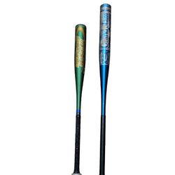 2 Vintage Louisville Slugger 34"  2 1/4  Grand Slam Softball & Grand Slam AYB23