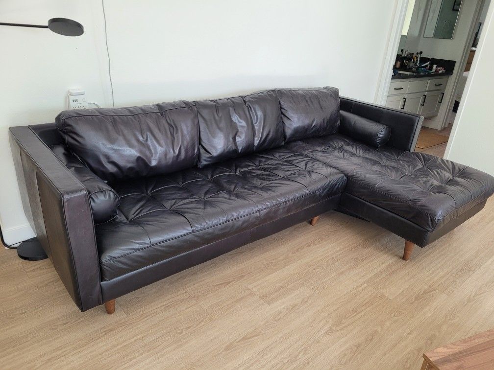 Joybird Briar Leather Sectional Black