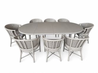 Luxury Painted  Dining Table & 8 Cane Barrel Chairs