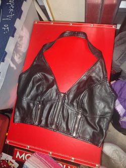 size small patent leather halter with front zipper