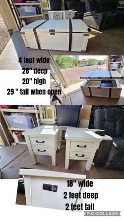 White coffee table and side table set