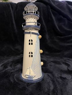 Metal Lighthouse With Candle Holder 