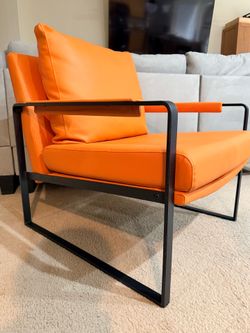 UNICOO faux leather accent chair metal frame