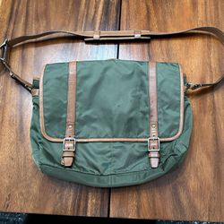 Vintage Coach Crossbody Messenger Laptop Bag Nylon & Leather - Green & Brown