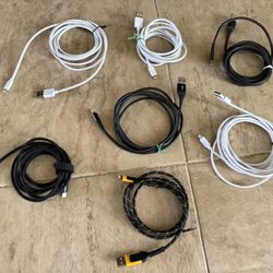 Set of 7 Charger Cable For iPhone 14 13 12 11 Charging Cord Various Brands/Lengths