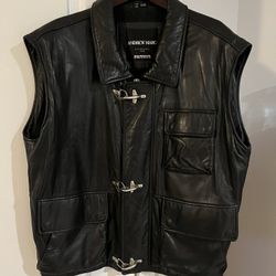 Vintage Andrew Marc ORIGINAL Black Leather Men’s Vest, size 2X