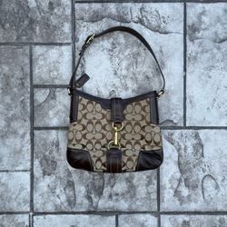 Coach Hamptons Signature Canvas Leather Hobo Shoulder Bag