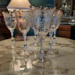 VINTAGE CAMBRIDGE STEMWARE X 6